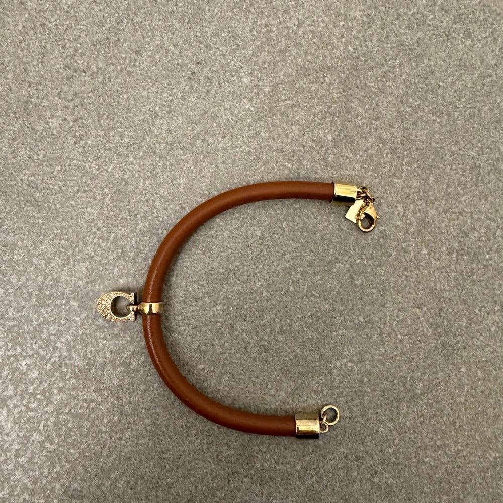 Coach Brown Leather Bracelet with Gold Details
